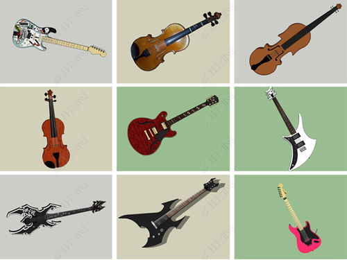 吉他手提琴娱乐乐器SU模型设计模型下载